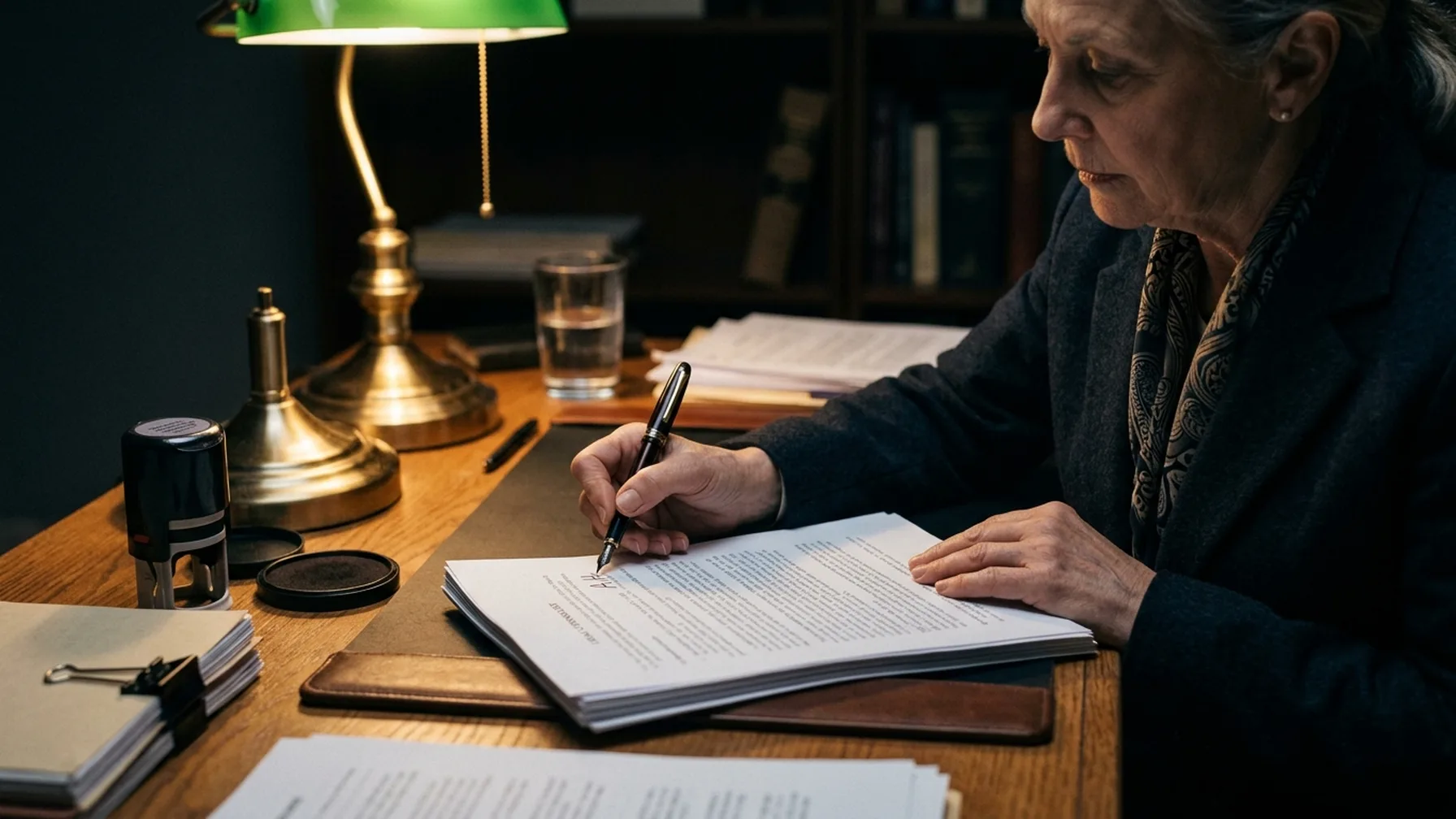 A senior attorney initialing a printed chronology page